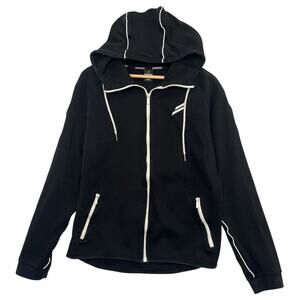 DoYouEven Hoodie Jacket Mens Large Black Zip Up White Trim Athletic Fitness Gym